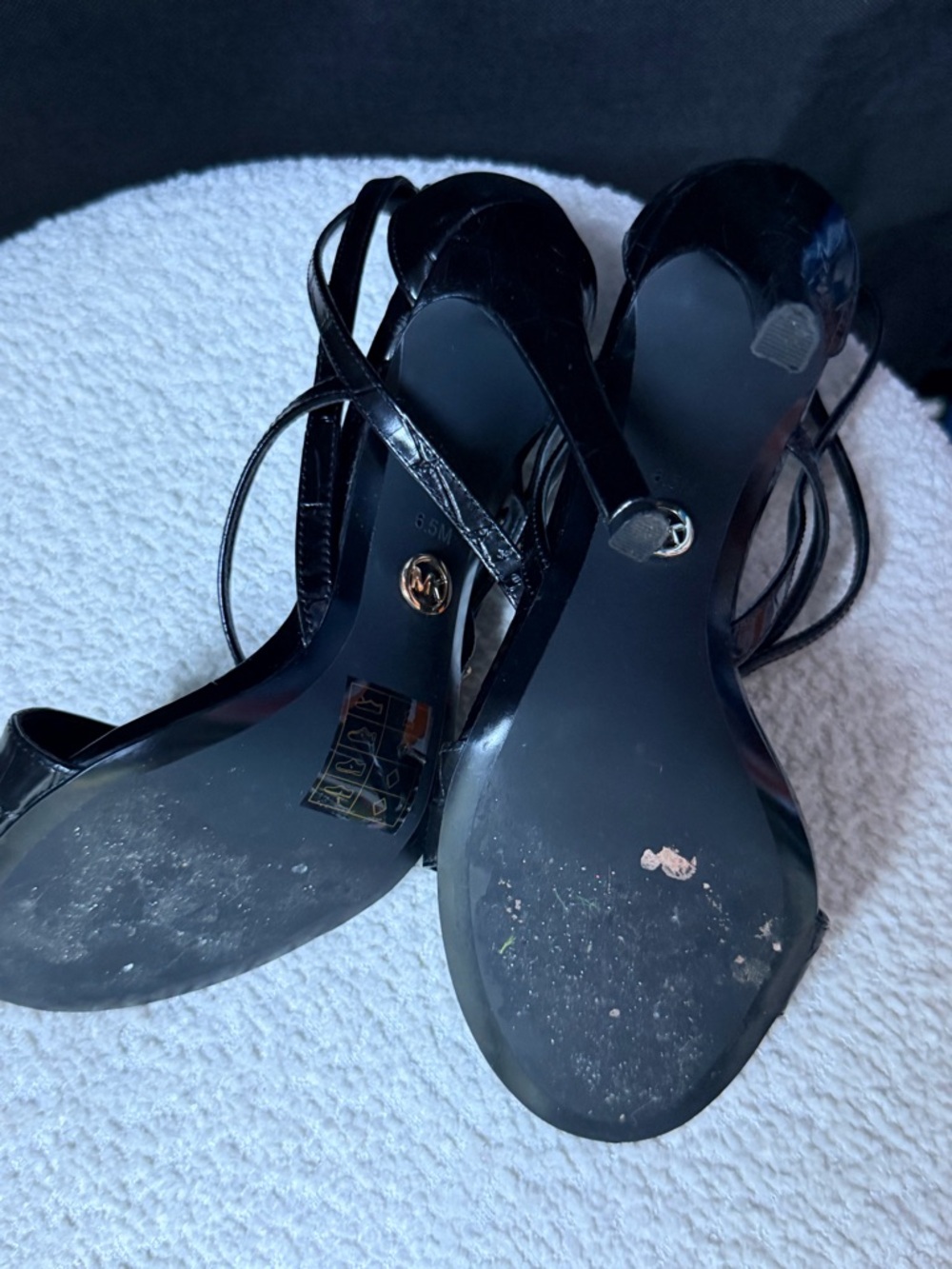 Michael Kors Black Croc-Effect Strappy Heel Sandals - Picture 4 of 7